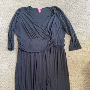 Woman Within Black Wrap Dress